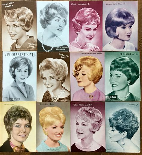 12 Large 60s Hairdos Hairstyle Coif Early 1960s Hair Salon Collage Ephemera Pack