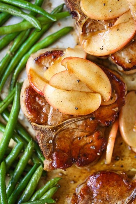 I serve these tasty pork chops to my family quite often. Baked Apple Pork Chops And Green Beans | Apple pork chops, Apple pork chops baked, Sheet pan ...