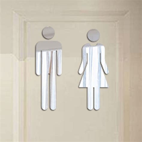 3d Mirror Stickers Acrylic Funny Wc Toilet Door Entrance Sign Men Women