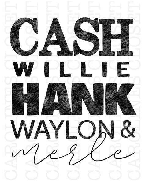 Cash Willie Hank Waylon And Merle Png Etsy