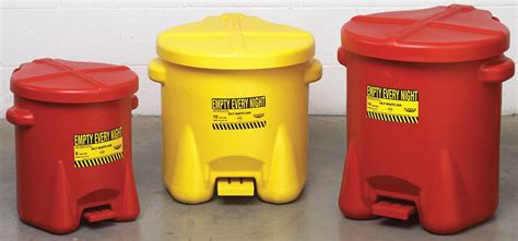 EAGLE Floor Oily Waste Can 10 Gal Polyethylene Yellow Foot Operated