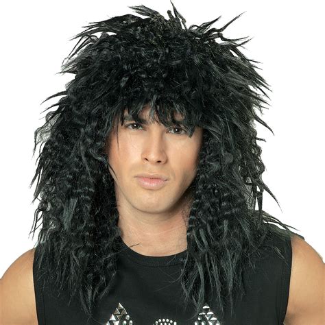rock star 80 s wig black adult