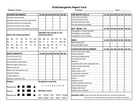 Free Printable Preschool Report Cards Free Printable