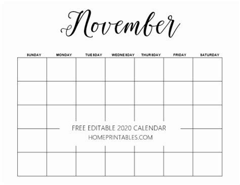 Blank Calendar 2020 Free Editable Template In Microsoft Word Blank