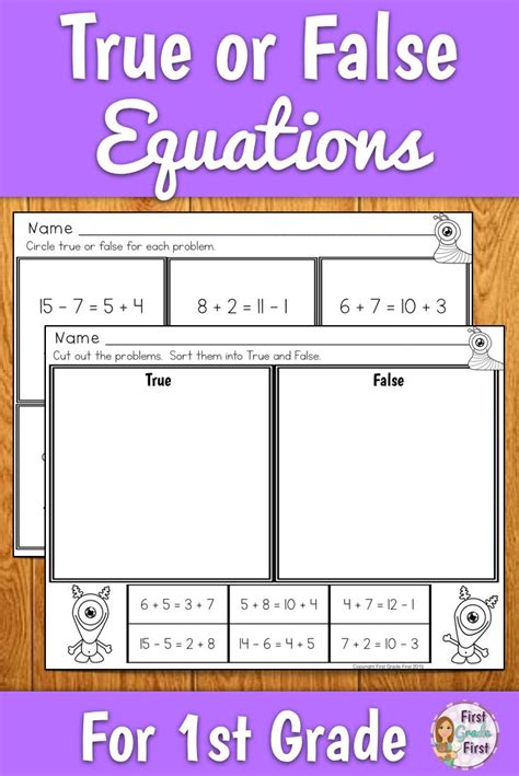 True Or False Equations Activities And Worksheets Education Quotes