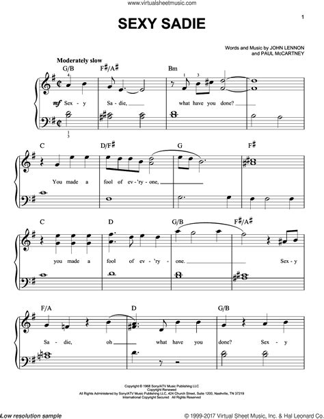 Beatles Sexy Sadie Sheet Music For Piano Solo Pdf Interactive