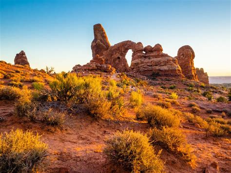 Sunset In Arches National Park Utah Stock Image Image Of Rocks