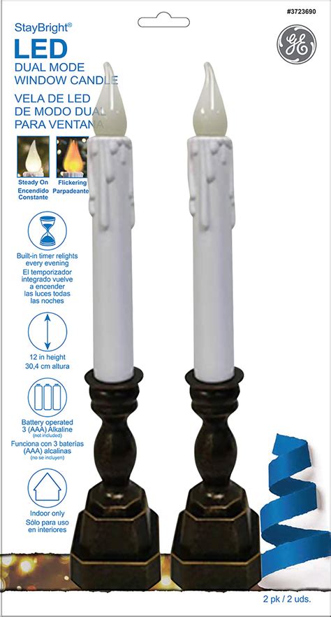 78282 GE StayBright LED Dual Mode Window Candle 2 Pack Holiday