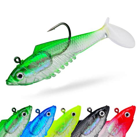 Pre Rigged Jig Head Soft Fishing Lures Fishing Baits With Paddle Tail