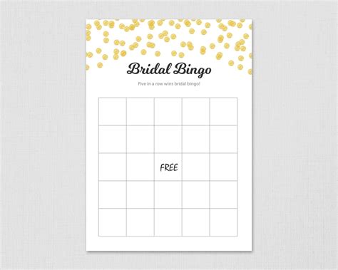 Blank Bridal Bingo Cards Template Empty Bingo Cards Etsy