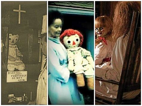 From Left To Right The Original Annabelle Doll Encased For Display At