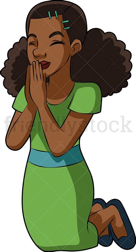 Black Woman Praying Cartoon Vector Clipart Friendlystock