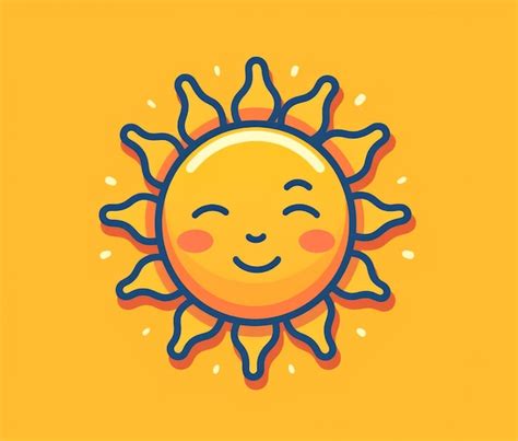 Sol De Dibujos Animados Con Una Cara Sonriente Sobre Un Fondo Amarillo