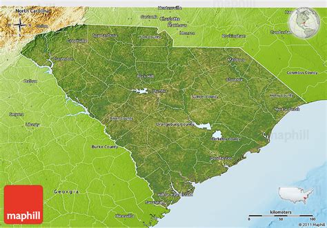 Satellite 3d Map Of South Carolina Physical Outside