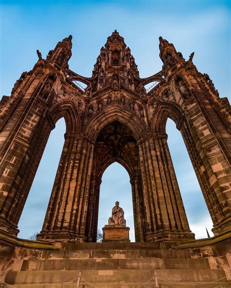 Ooking Up At The Detailed Facade Of The Scott Monument Ascend The
