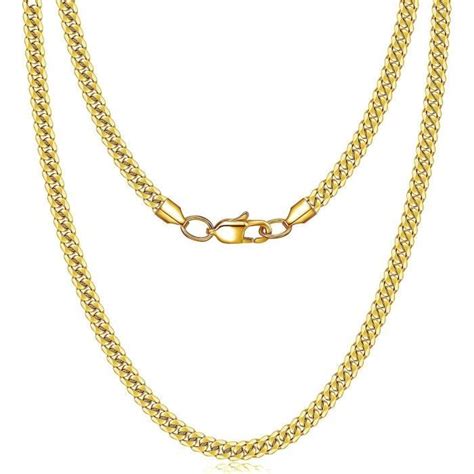 chaine or homme garçon 5mm plaqué or collier cubain homme acier inoxydable chaine cuban link