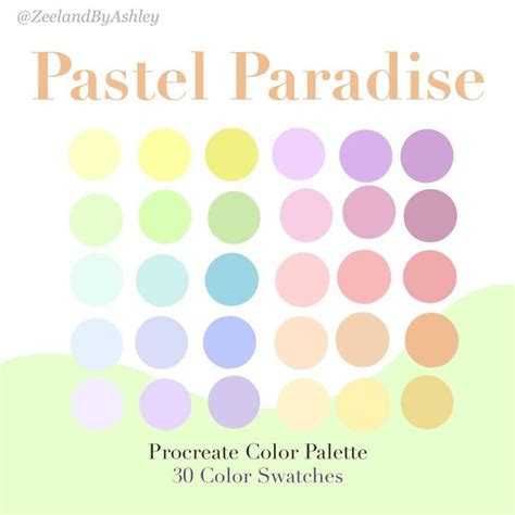 pastel procreate color palette 30 swatches for ipad instant etsy color palette challenge
