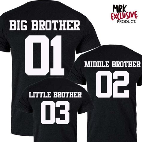 Big Brothermiddle Brotherlittle Brother Black Matching Tees Mrk X