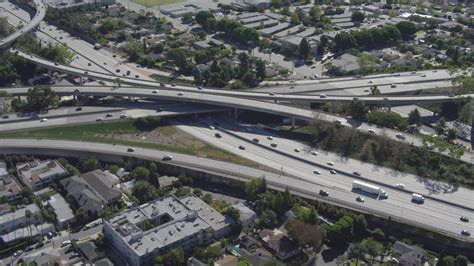 4k Stock Footage Aerial Video Of Flying Away From Interstate 405 And