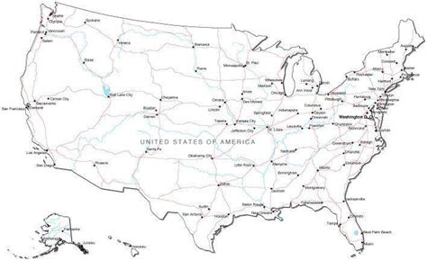 Usa Black And White Map In Adobe Illustrator Vector Format