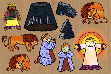 Daniel In The Lions Den Cartoon Christian Bible Clipart By Prawny TheHungryJPEG