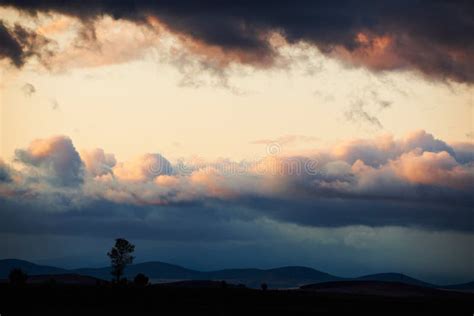 Cloudy Sunset Landscape Stock Photo Image Of Autumn 24524188
