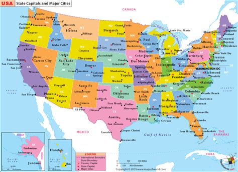 Usa Map Cities Usa Map With Names Of States And Cities Art Print