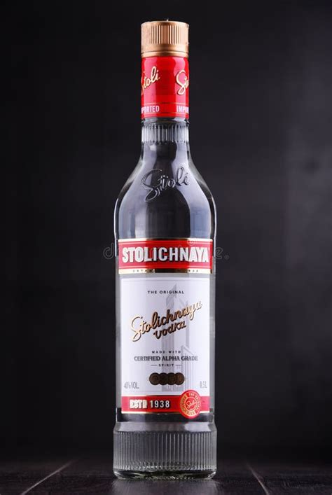 Bottle Of Stolichnaya Popular Brand Of Russian Vodka Editorial Image