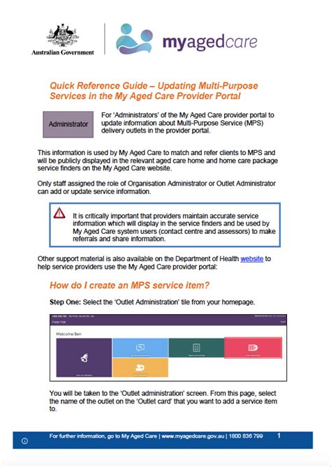 My Aged Care Quick Reference Guide Updating Multi Purpose Services In
