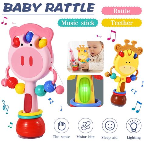 Lnkoo Baby Rattles Set Infant High Chair Toys W Suction Cup