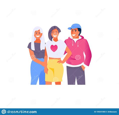 Hugging Friends Teen Stock Vector Illustration Of Friendship 159241083