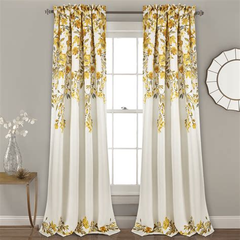 Lush Decor Tanisha Room Darkening 84 X 52 2 Header Floral Yellow 100 Polyester 3 Rod