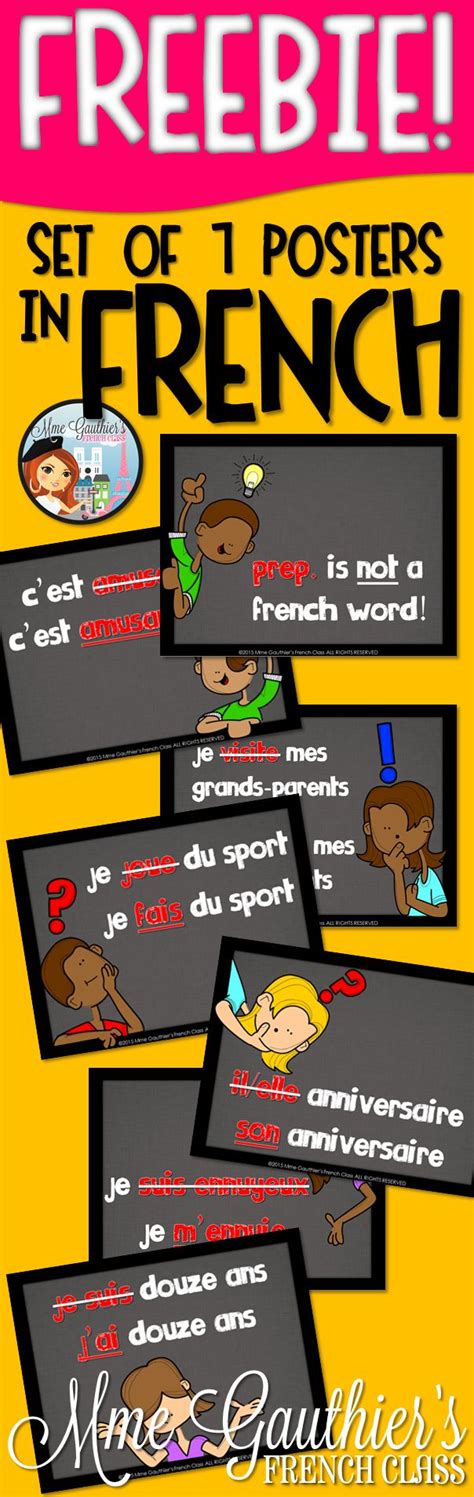 Freebie Set Of 7 Classroom Posters Common Mistakes In French