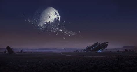 Destroyed Moon Vitaliy Smyk Planet Concept Art Scifi Fantasy Art