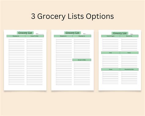 Grocery List Template Shopping List Weekly Meal Planner Etsy