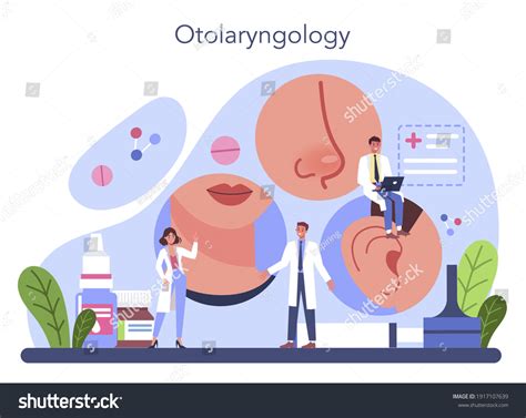 Otorhinolaryngologist Concept Idea Ent Doctor Treating Stock Vector