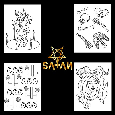 Satanism Coloring Book 30 Coloring Sheets Baphomet Print Satanic