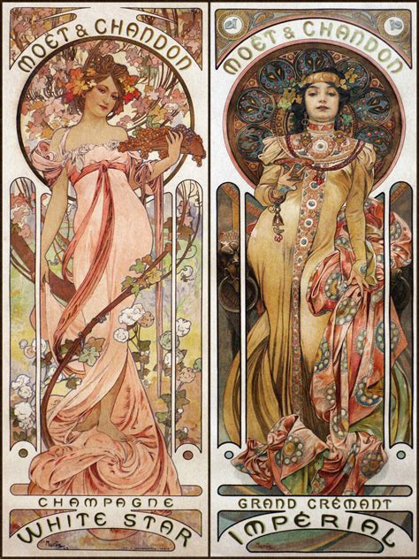 Künstlerische Illustration Moet And Chandon Vintage Art Nouveau