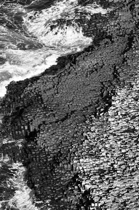 Giants Causeway Basalt North Ireland Coast Black And White Photograph