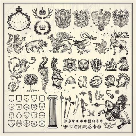 Heraldic Elements Collection Royalty Free Cliparts Vectors And Stock