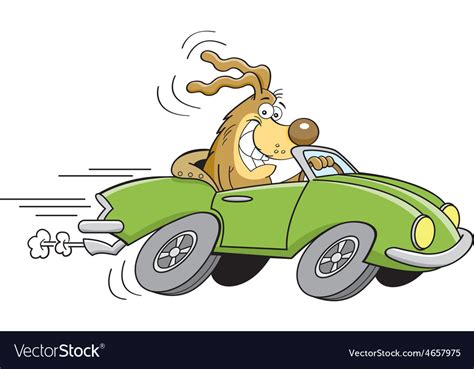 Cartoon Dog Driving A Car Royalty Free Vector Image