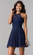 Lace-Bodice Homecoming Short Halter Party Dress | Halter party dress ...