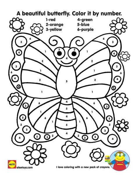 Color By Number Butterfly Worksheets 99worksheets