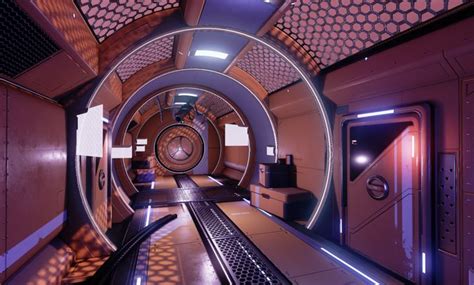 Ue Scifi Corridor Wip Polycount Scifi Corridor Scifi Interior Spaceship Interior