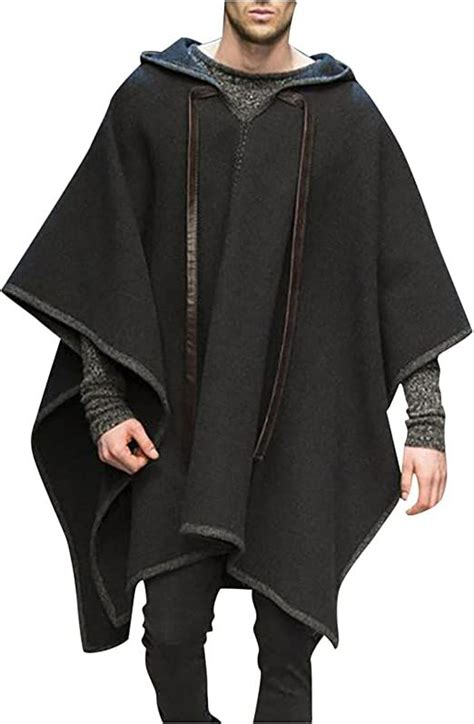 Mens Hoodies Big And Tall Mens Cloak Shawl Casual Bat Sleeve Hooded