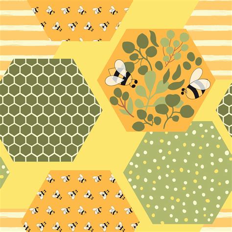 Bee Honey Pattern Bee Honeycomb Seamless Pattern Beekeeping