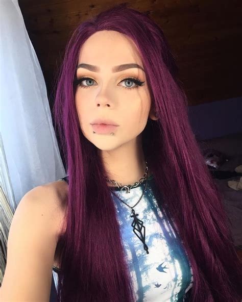 Long Popular Grape Purple Straight Synthetic Lace Front Wig Violet
