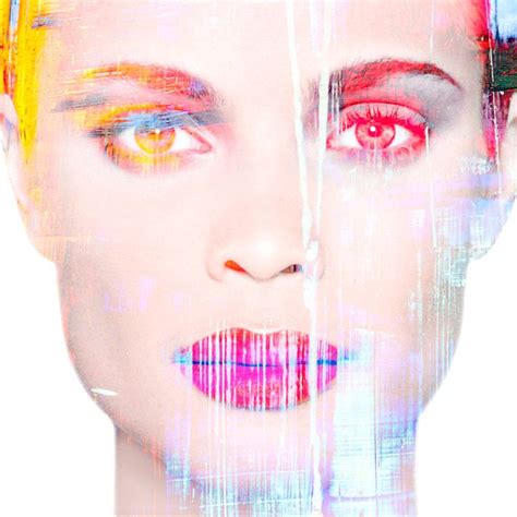 A Woman S Face With Multiple Colored Lines On It And The Image Is Made