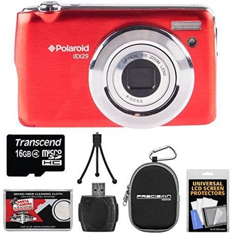 Polaroid Iex29 18mp 10x Digital Camera Red With 16gb Card Case