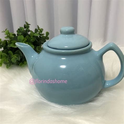 Bule De Chá Em Cerâmica 700ml Azul Claro